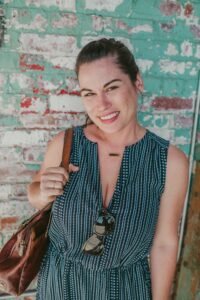 Woman Smiling Dress Painted Wall