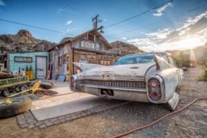 Cadillac Classic Rusted Desert Landscape