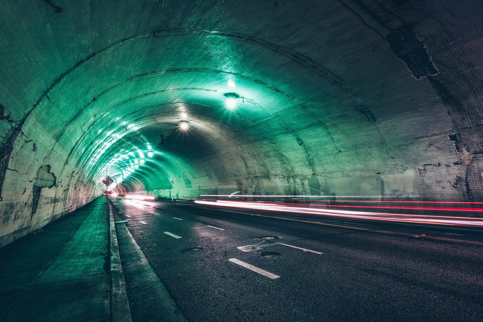 Tunnel Green LongExposure Night LosAngeles