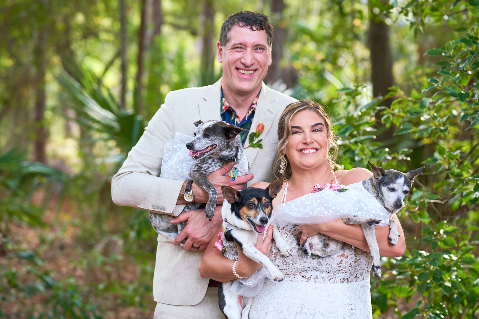 Andi & James with their furry babies on their wedding day!