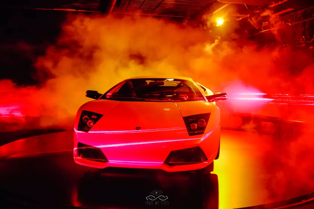 Sarasota Lamborghini Automotive Photograph Studio Red Glowing Murciélago Luxury Car