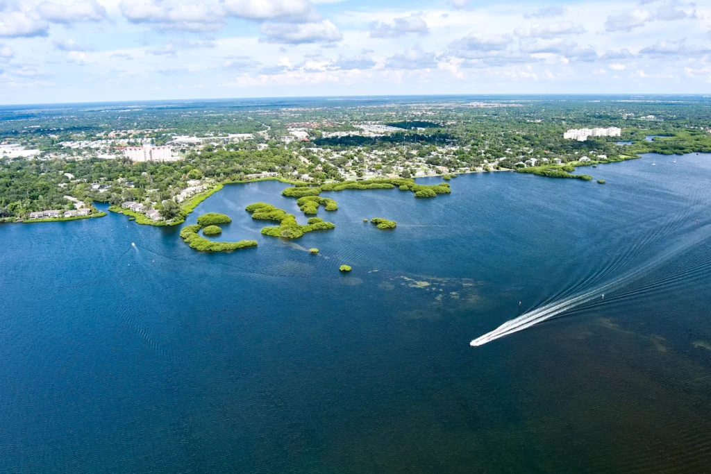 Drone Aerial Photography of Sarasota Bay Waterways Luxury Real Estate and Nature Landscapes