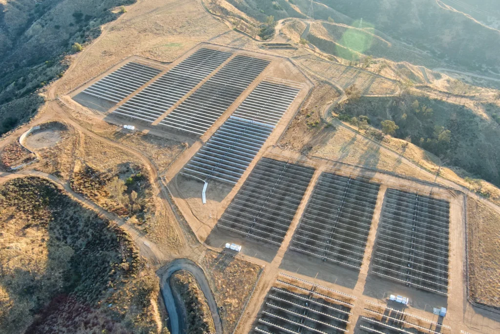 Aerial Drone Photography of Solar Panels in the Sun for Real Estate and Land Surveying