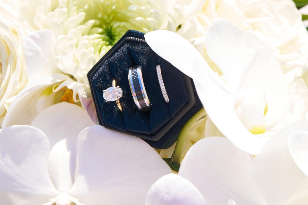 Sarasota Wedding Rings Photographed on Flower Lido Key Luxury