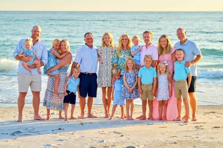 Family Photograph on the Beach at Sunset Longboat Key