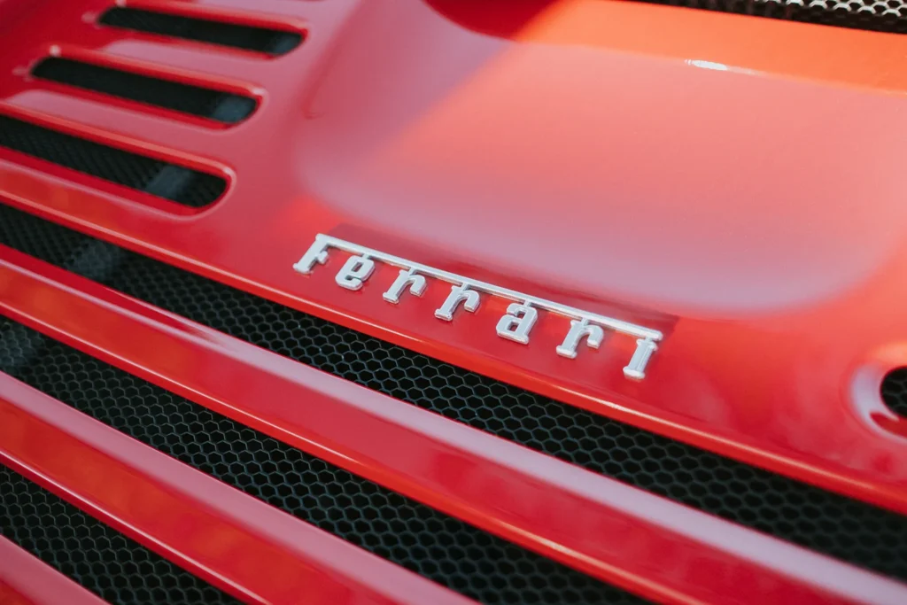 Sarasota Automotive Photographer of Red Ferrari Engine Lid Fine Art