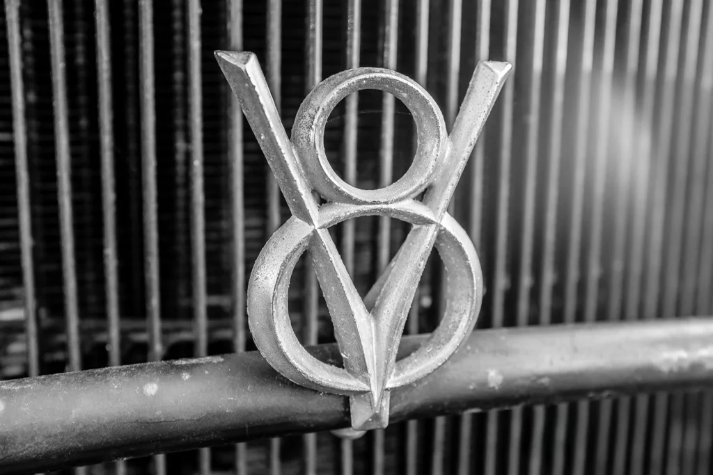 Macro Automotive Photographer of V8 Classic Car Badge