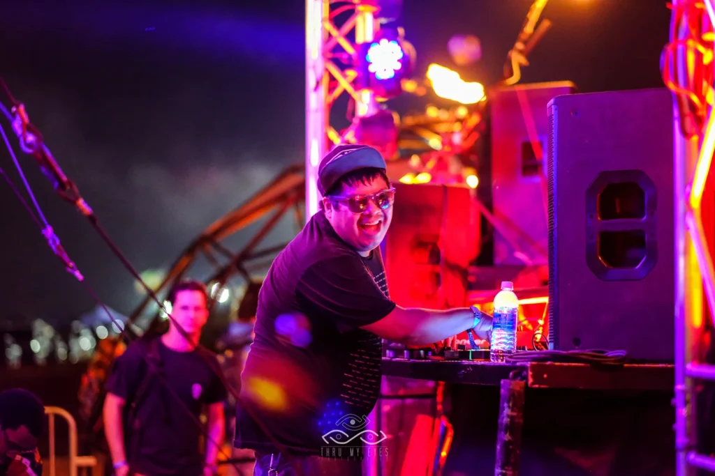 Event portrait of DJ at music festival